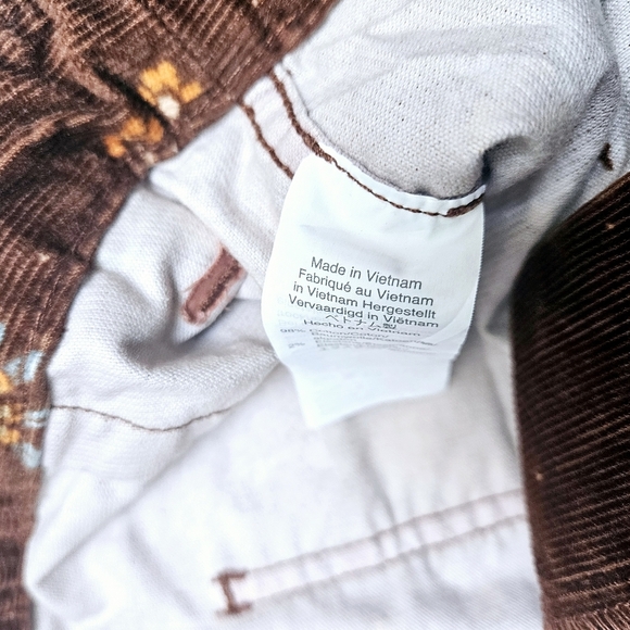 Madewell Slim Emmett Wide Leg Cropped Floral Corduroy Zipper Choco Pants Sz 24 - Picture 6 of 13